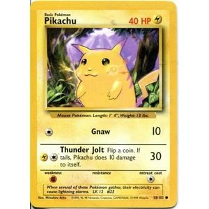 PIKACHU - Base Set - 58/102 Lightly Played